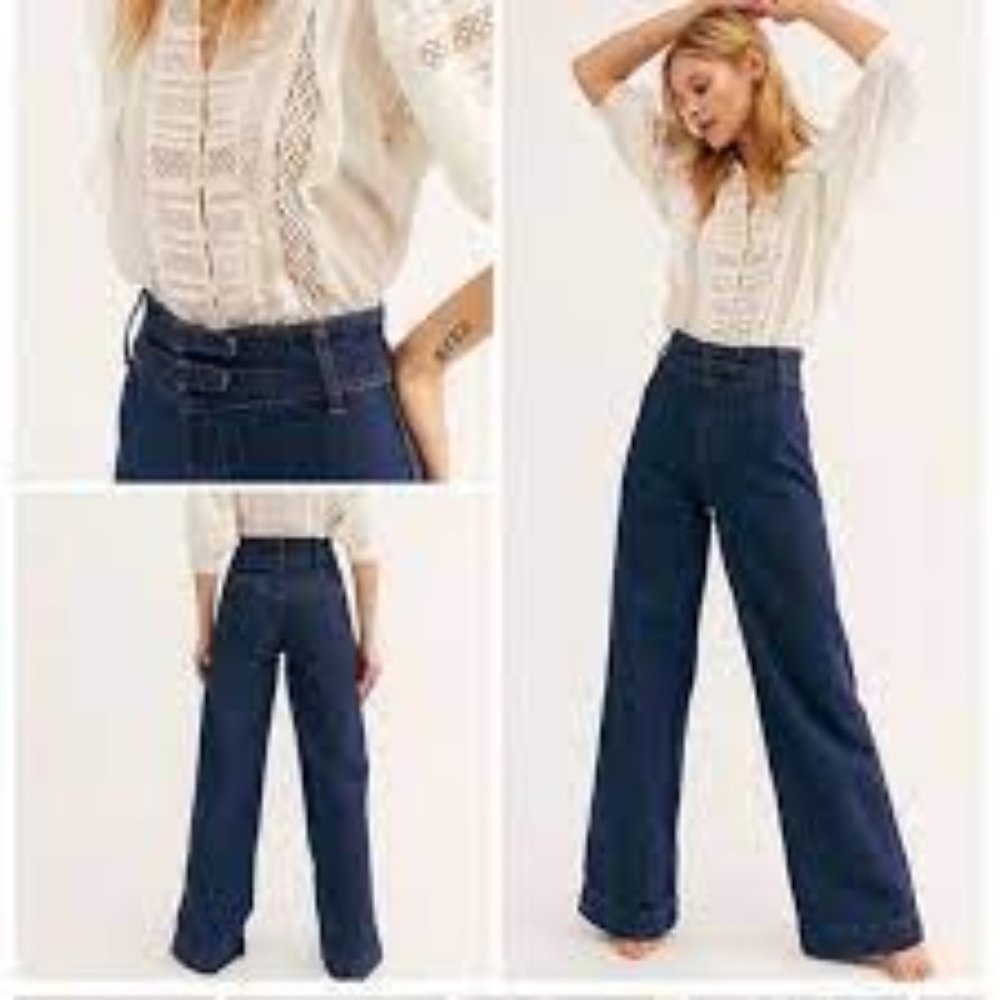 Free People Big Bell Wide Leg Jeans 100% Cotton
